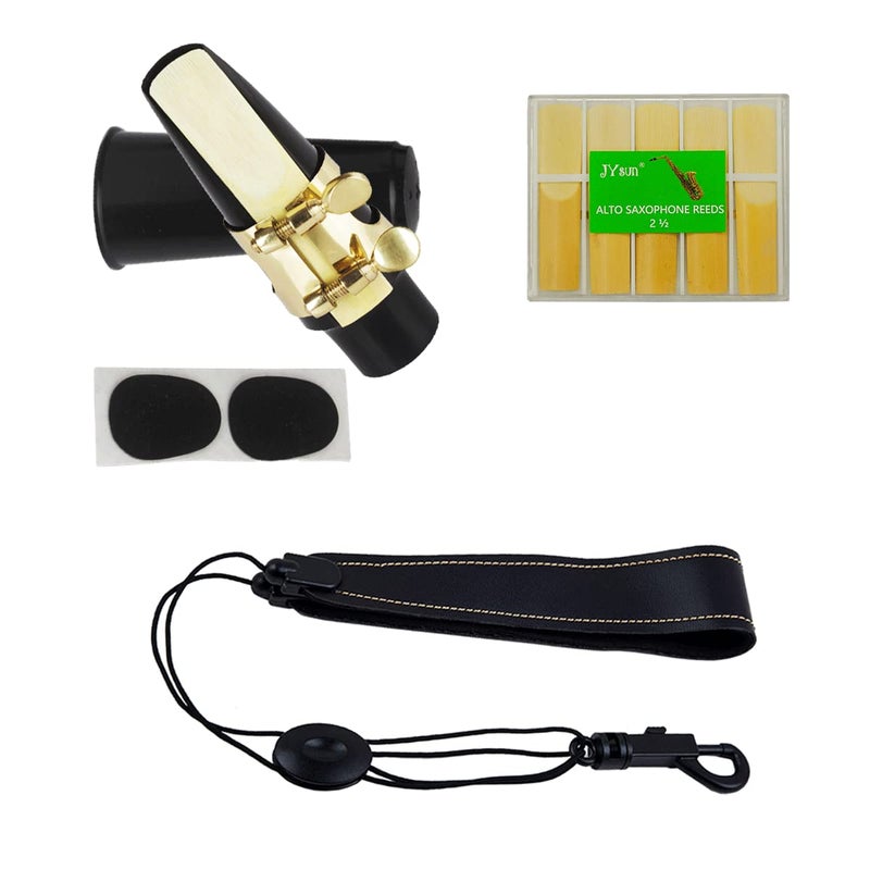 JYsun Alto Saxophone Mouthpiece Kit and 10pcs 2.5 Sax Reeds,Strap - Image 1